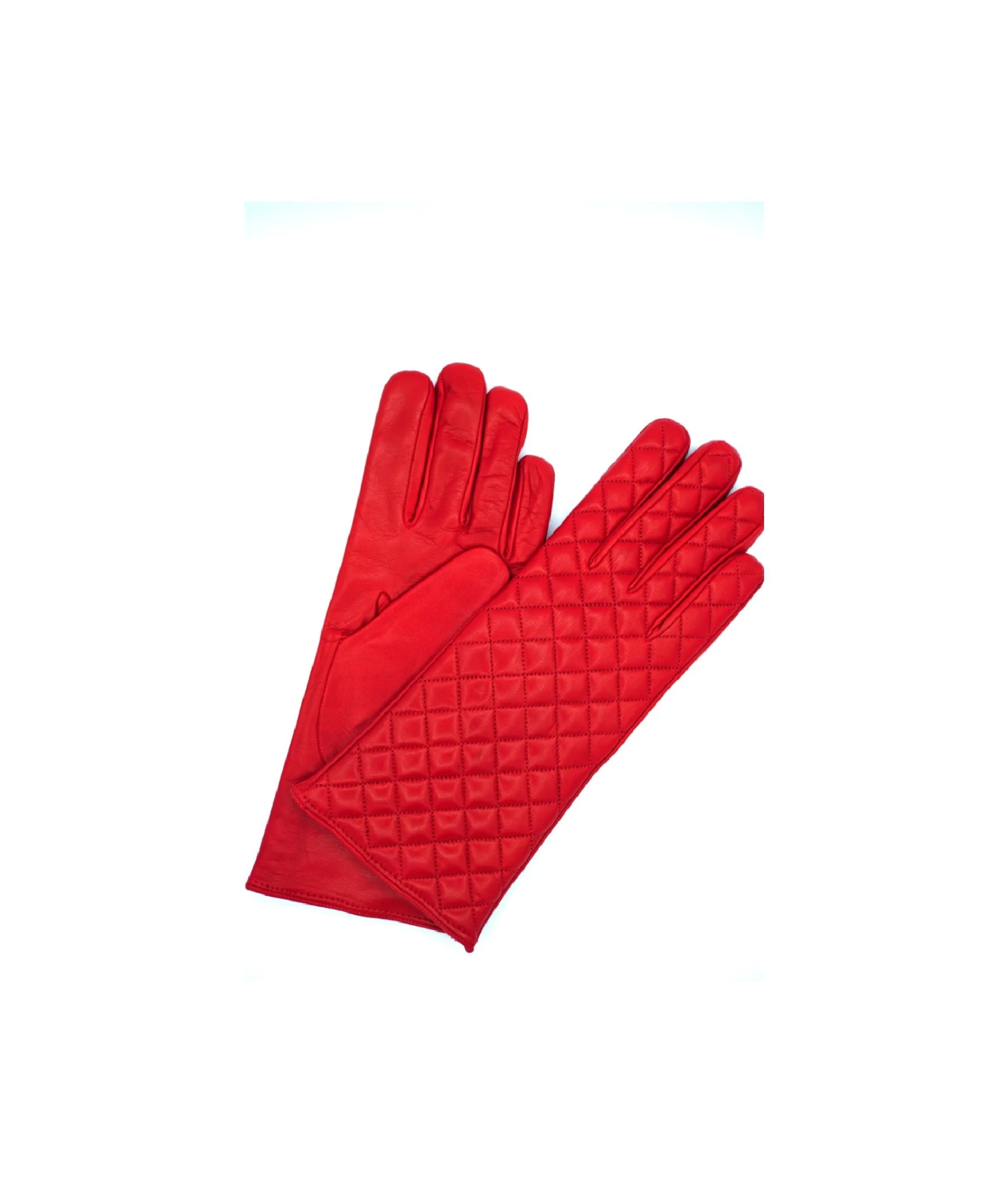 1151 Kid Leather Cashmere Lined Quilted On Top Red 3 1151 Kid Leather Cashmere Lined Quilted On Top Red