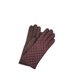 1151 Kid Leather Cashmere Lined Quilted On Top Bordeaux