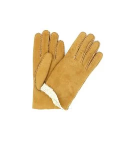 1174Sheep Skin Inside-out Gloves Hand Sewn Camel