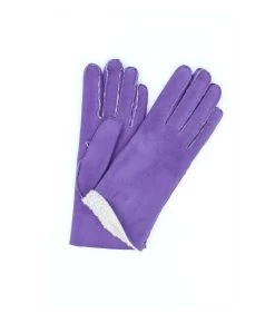1174Sheep Skin Inside-out Gloves Hand Sewn Violet