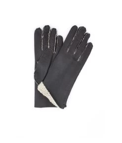1174Sheep Skin Inside-out Gloves Hand Sewn Black