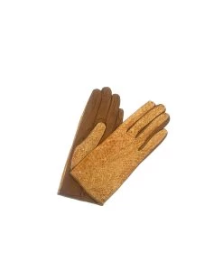 1276 Snake Skin Silk Lined Wrist Length Cognac