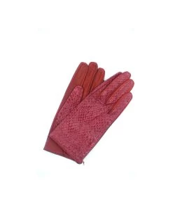 1276 Snake Skin Silk Lined Wrist Length Red