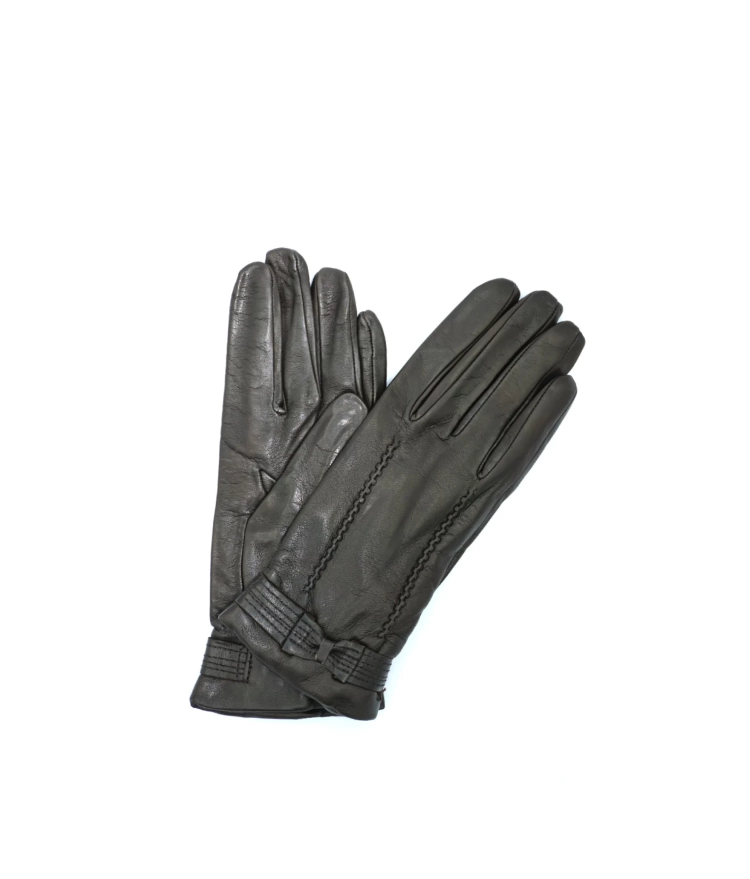 1355 Kid Leather Little Bow On Top Cashmere Lined D.Brown 2 1355 Kid Leather Little Bow On Top Cashmere Lined D.Brown