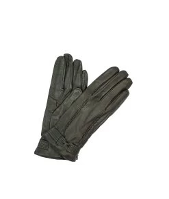 1355 Kid Leather Little Bow On Top Cashmere Lined Black