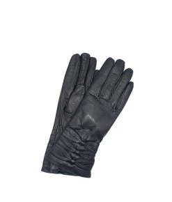 1629 Kid Leather Cashmere Lined Three Bow On Wrist Navy