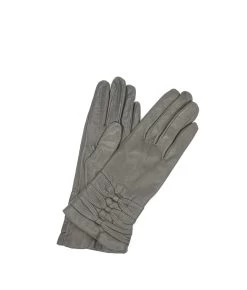 1629 Kid Leather Cashmere Lined Three Bow On Wrist Mud