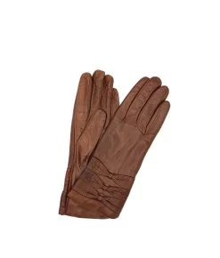 1629 Kid Leather Cashmere Lined Three Bow On Wrist Cognac