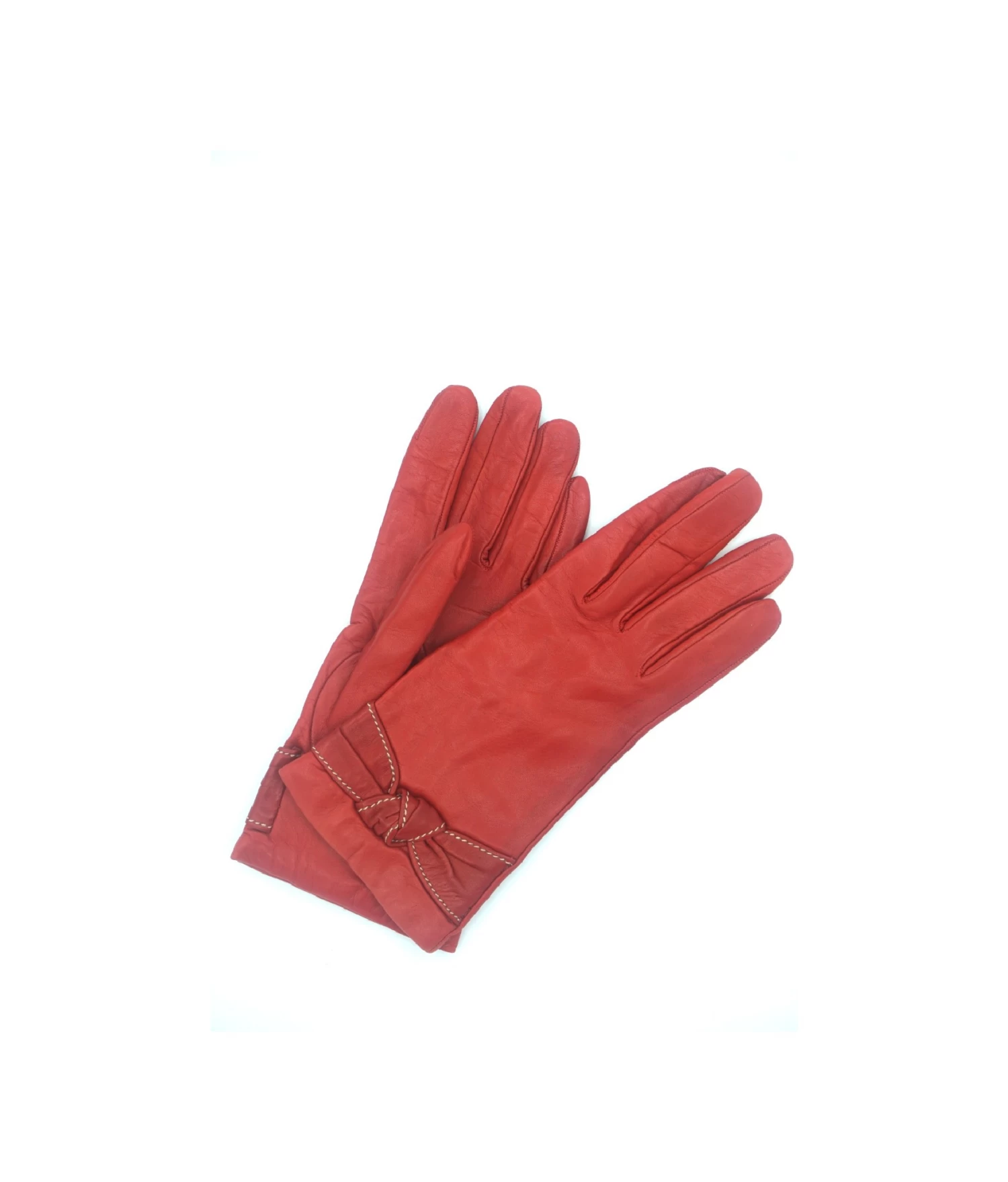 1664 Kid Leather Cashmere Lined Wrist Length Red 3 1664 Kid Leather Cashmere Lined Wrist Length Red