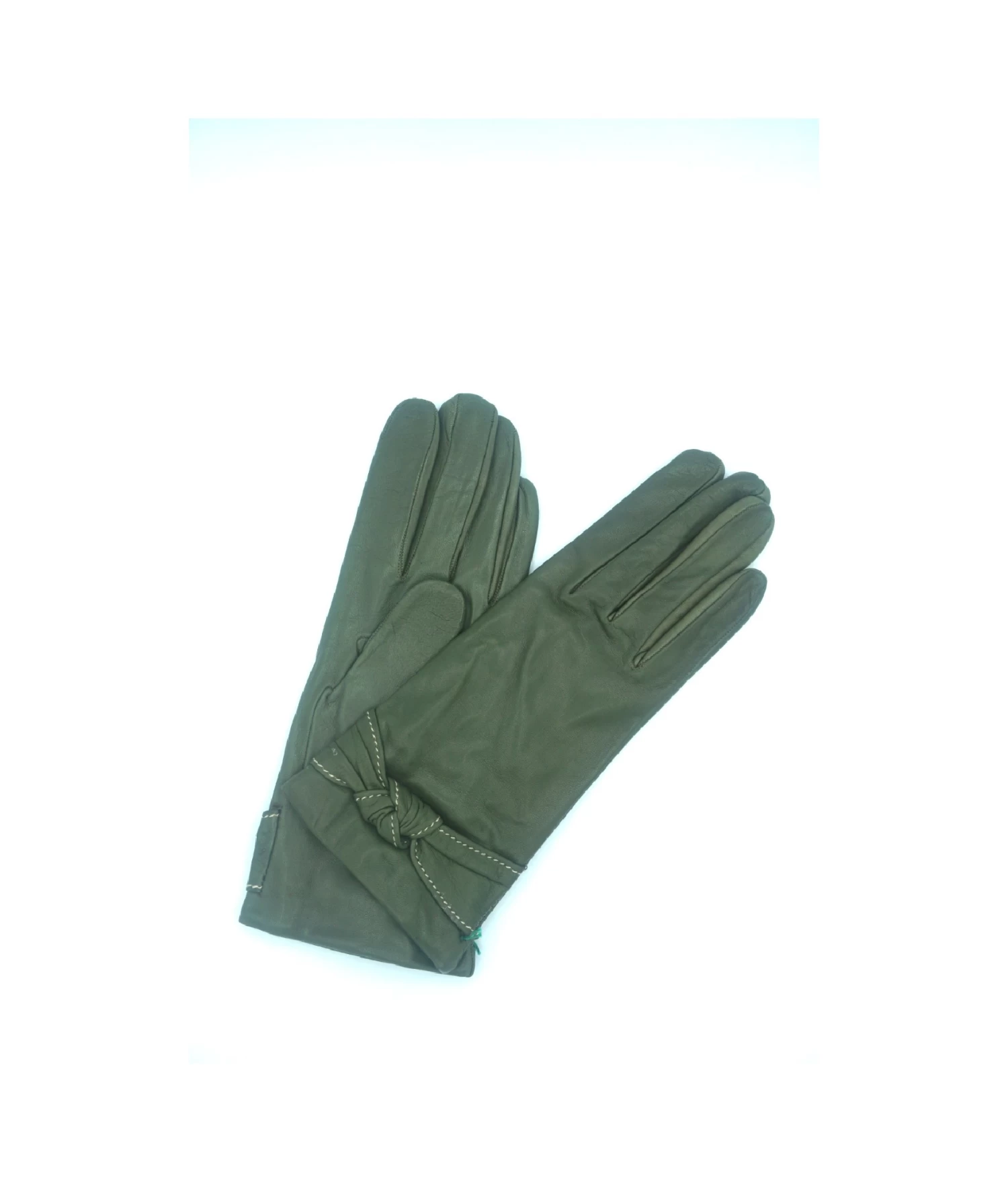 1664 Kid Leather Cashmere Lined Wrist Length Green Olive 3 1664 Kid Leather Cashmere Lined Wrist Length Green Olive