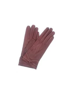 1664 Kid Leather Cashmere Lined Wrist Length D.Red