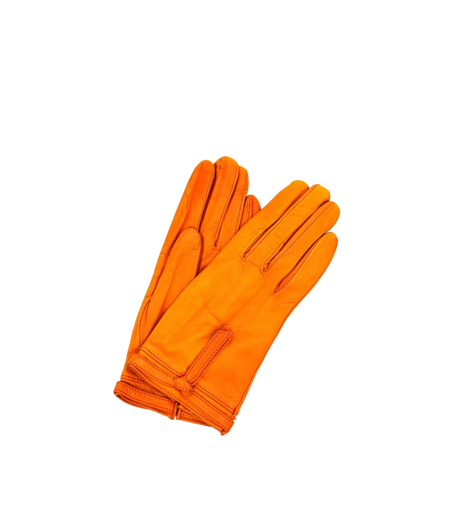 1674 Kid Leather Cashmere Lined Wrist Length Orange 3 1674 Kid Leather Cashmere Lined Wrist Length Orange