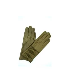 1751 Kid Leather Gloves Cashmere Lined 3 Bow D. Taupe