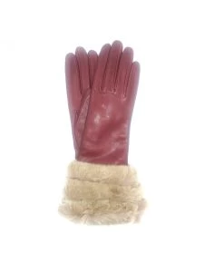 1876 Kid Leather Cashmere Lined Orylag On Wrist Me D. Red