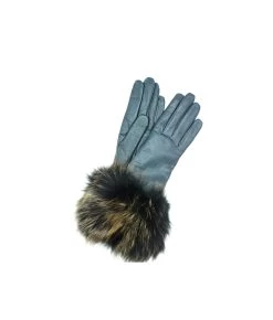 1877 Kid Leather Cashmere Lined Fox On Wrist Grey