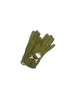 1919 Kid Leather Silk Lined Swarovsky On Wrist Green Olive