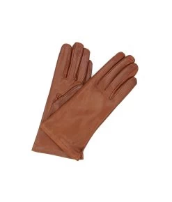 1011 Classic Kid Leather Gloves Cashmere Lined Cognac