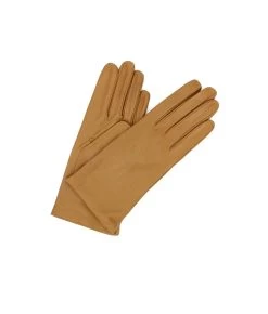 1011 Classic Kid Leather Gloves Cashmere Lined Camel