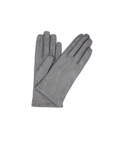 1011 Classic Kid Leather Gloves Cashmere Lined Medium Grey