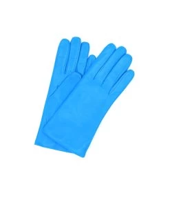 1011 Classic Kid Leather Gloves Cashmere Lined Azzurro