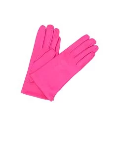 1011 Classic Kid Leather Gloves Cashmere Lined Fuxia