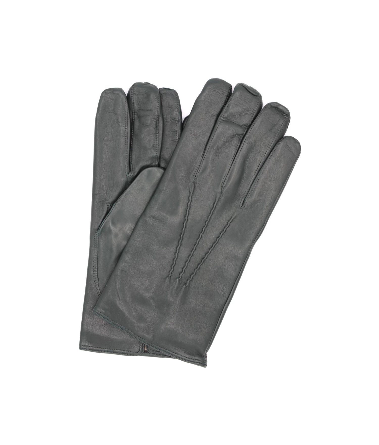 1294 Classic Kid Leather Man Gloves Cashmere Lined Dark Green 3 1294 Classic Kid Leather Man Gloves Cashmere Lined Dark Green