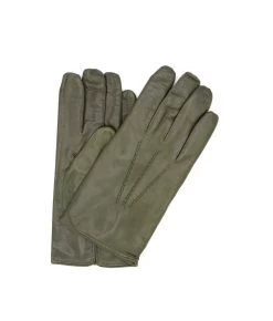1294 Classic Kid Leather Man Gloves Cashmere Lined Military Green