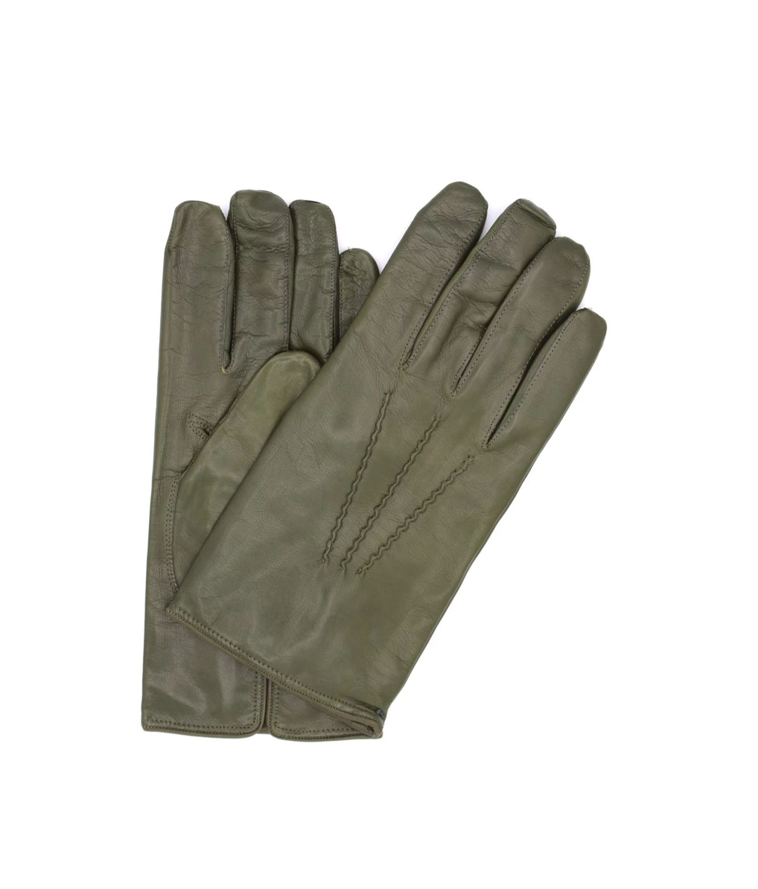 1294 Classic Kid Leather Man Gloves Cashmere Lined Military Green 3 1294 Classic Kid Leather Man Gloves Cashmere Lined Military Green