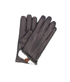 1296 Classic Kid Leather Gloves Rabbit Fur Lined Navy
