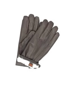 1296 Classic Kid Leather Gloves Rabbit Fur Lined D.Brown