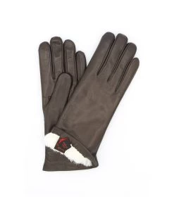 1022 Classic Leather Gloves Lined White Rabbit D.Brown