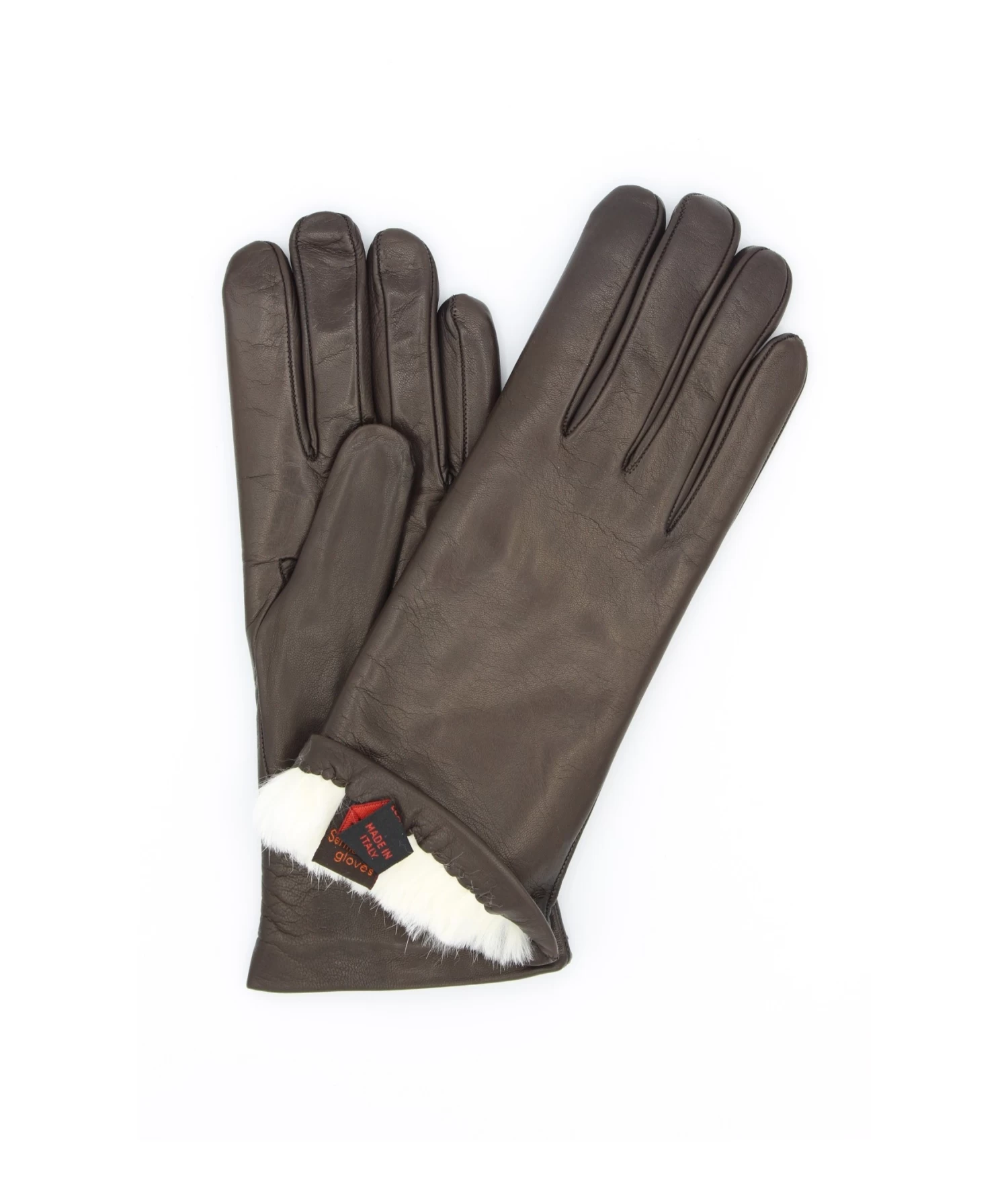 1022 Classic Leather Gloves Lined White Rabbit D.Brown 3 1022 Classic Leather Gloves Lined White Rabbit D.Brown