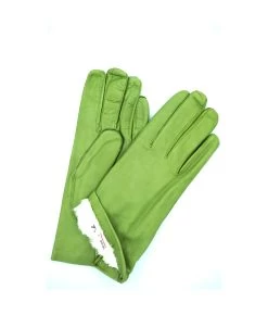 1022 Classic Leather Gloves Lined White Rabbit Pistachio
