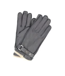 1311 Deer Skin Gloves Cashmere Lined With Belt Navy
