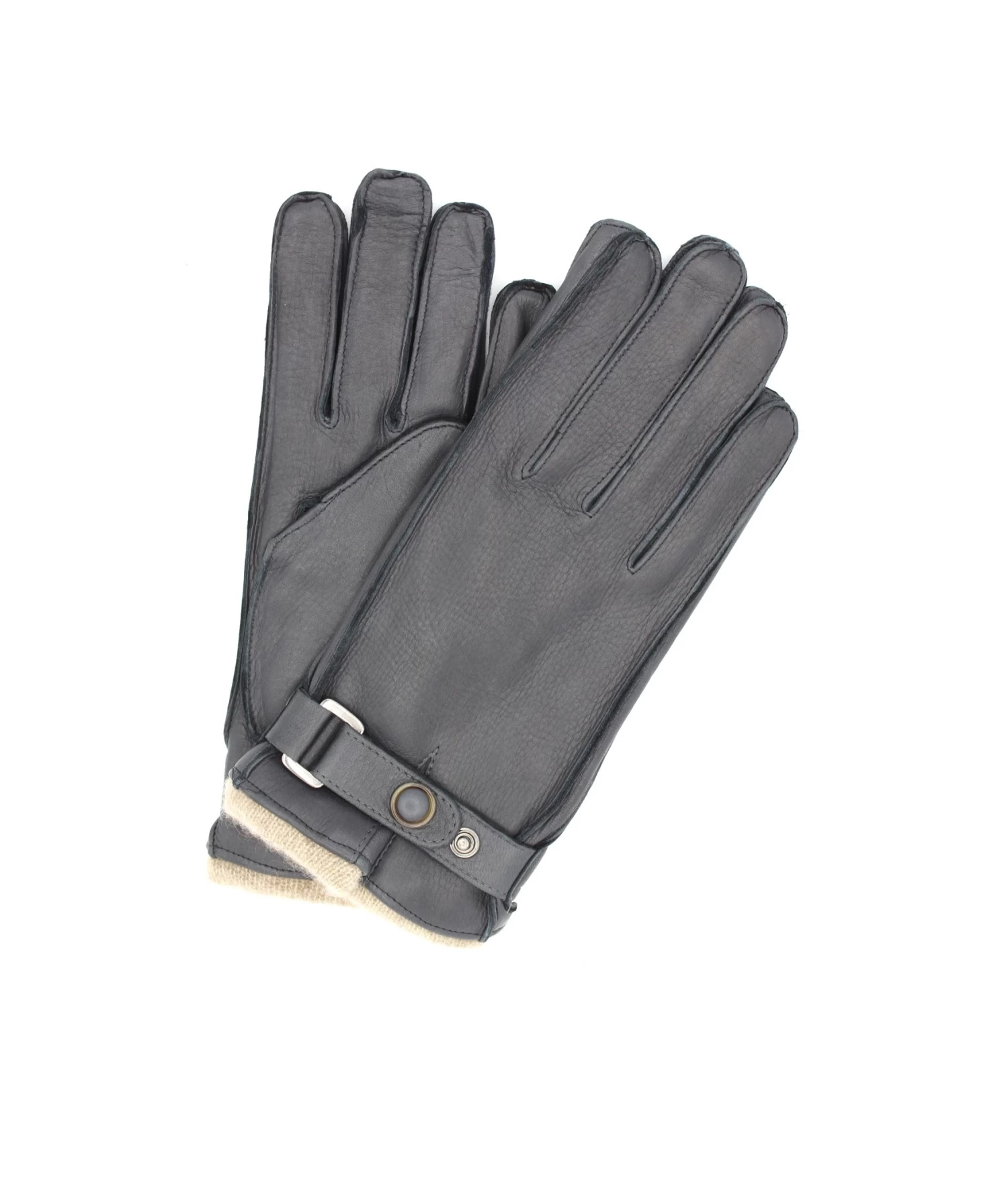 1311 Deer Skin Gloves Cashmere Lined With Belt Navy 3 1311 Deer Skin Gloves Cashmere Lined With Belt Navy