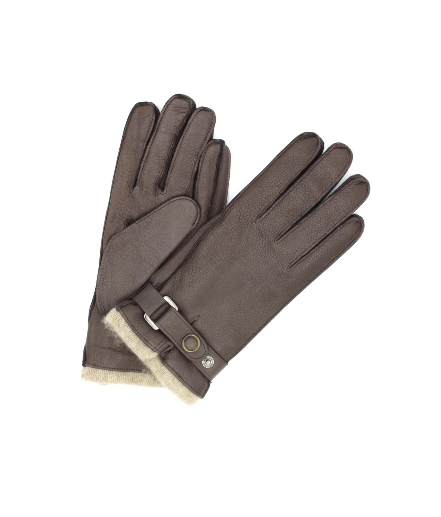 1311 Deer Skin Gloves Cashmere Lined With Belt D.Brown 3 1311 Deer Skin Gloves Cashmere Lined With Belt D.Brown