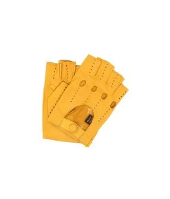 1304Driving Kid Leather Half-Finger Mustard