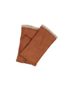 Fingerless Kid Leather Cashmere Lined Tan