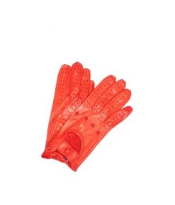 1028 Full Finger Kid Leather Driving Gloves Unlin. Red