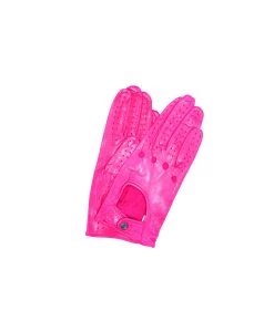 1028 Full Finger Kid Leather Driving Gloves Unlin. Fuchsia