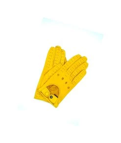 1028 Full Finger Kid Leather Driving Gloves Unlin. Yellow