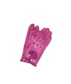 1028 Full Finger Kid Leather Driving Gloves Unlin. Magenta