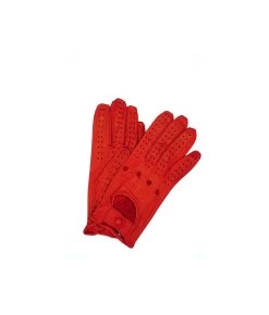 1028 Full Finger Kid Leather Driving Gloves Unlin. D.Red