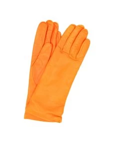 1012 Kid Leather Gloves Cashmere Lined Orange