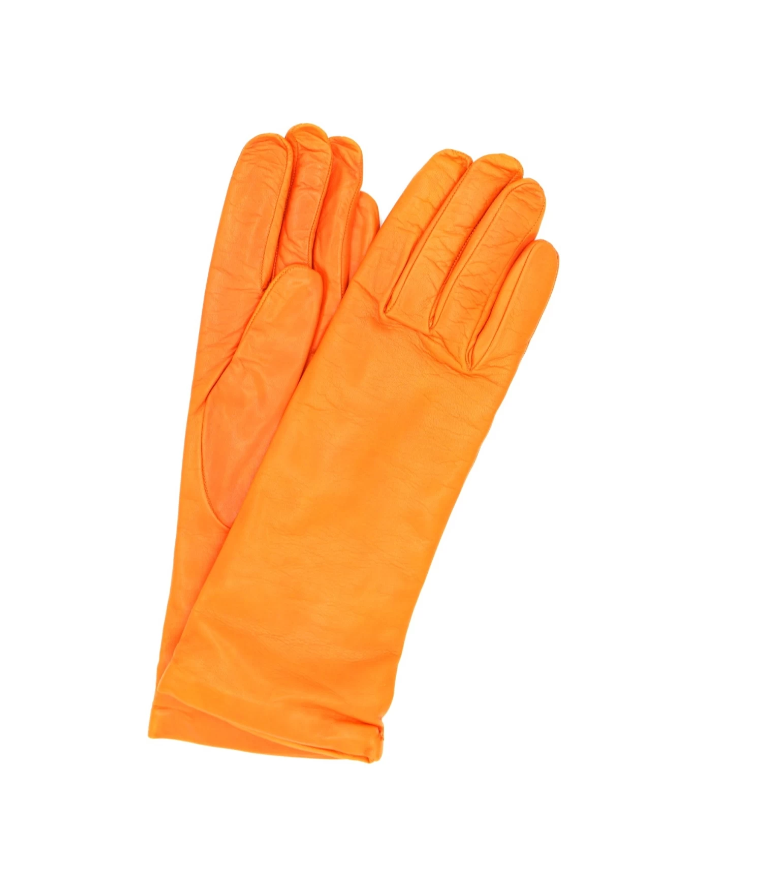 1012 Kid Leather Gloves Cashmere Lined Orange 3 1012 Kid Leather Gloves Cashmere Lined Orange