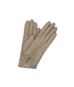 1922 Kid Leather Gloves Cashmere Lined Perf. Mud