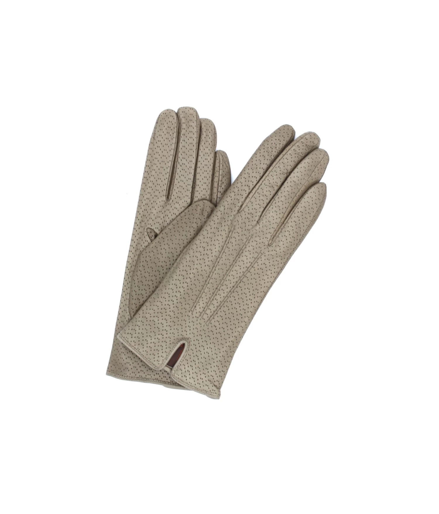 1922 Kid Leather Gloves Cashmere Lined Perf. Taupe 3 1922 Kid Leather Gloves Cashmere Lined Perf. Taupe