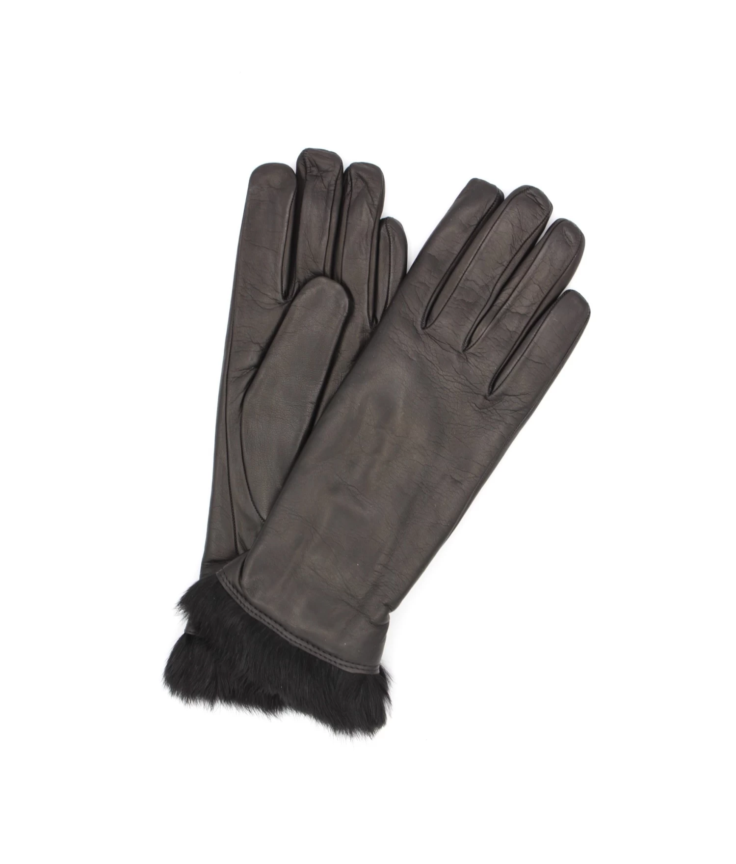 1036 Kid Leather Gloves Rabbit Fur Lined Black 3 1036 Kid Leather Gloves Rabbit Fur Lined Black
