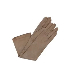 1644 Kid Leather Gloves Silk Lined Elbow Length Mud