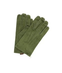 1298 Suede Gloves Cashmere Lined Dark Green
